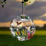 Lanterne solaire boule avec papillons colorés pour jardin - Étanche - Éclairage led Lanterne solaire boule avec papillons colorés pour jardin - Étanche - Éclairage led