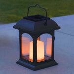 Lanterne solaire d�corative pour ext�rieur bougie vacillante led waterproof 15cm de hauteurnoire