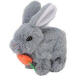 Lapin interactif en peluche - ulisem - gris - jouet �lectrique - sons et mouvements - 18x14x9 cm - texture ...