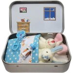 Lapin en peluche coffret cadeau de p�quesmini monde avec lapin panier et carotte dans une bo�te m�talmini ...