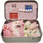 Lapin en peluche coffret cadeau de p�quesmini monde avec lapin panier et carotte dans une bo�te m�talmini ...