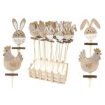 Lapin ou poule sur pique 32x6. 5cm nature beige ivoire cr�me �cru naturel taupe