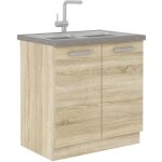 Lassen meuble bas de cuisine sous vier l 80 cm - dcor chne clair sonoma