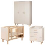 Laura chambre b�b� armoire commode et lit �volutif 120x60 champagne + plan � langer commode