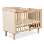 Laura lit b�b� �volutif � barreaux avec barri�re de s�curit� 120x60 champagne avec plan � langer amovible ...