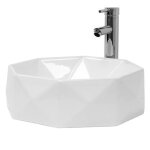 Ml - design lavabo en céramique blanc brillant Ø 420x135 mm diamant design vasque à poser ronde moderne ... Ml - design lavabo en céramique blanc brillant Ø 420x135 mm diamant design vasque à poser ronde moderne ...