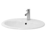 Ml - design lavabo en cramique blanc 57x195x485 cm design ovale vasque encastre moderne et lgant ...