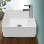Ecd germany lavabo salle de bain -  480 x 380 x 140 mm - en cramique - carr - blanc - lave - mains ...
