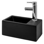 Ml - design lavabo en c�ramique noir mat 355x205x125 mm vasque � poser rectangulaire cuvette avec trou ...