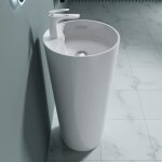 Lavabo colonne rond blanc vasque sur pied doporro colossum35 solid surface 45x45x90cm