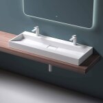 Lavabo double blanc mat 120x46x11cm - mai & mai - col19 - vasque  poser ou suspendre