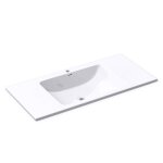 Lavabo � encastrer blanc 100cm mai & mai col02 - vasque rectangulaire en r�sine avec trop - plein