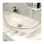 Meje 56 x 40 cm luxury gold bord ovale vasque au - dessus du comptoir pot en céramique en porcelaine ... Meje 56 x 40 cm luxury gold bord ovale vasque au - dessus du comptoir pot en céramique en porcelaine ...