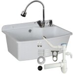 Lavabo - plastique - 615 cm - gris clair - siphonne tirette - pulvrisateur flexible