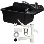 Lavabo - plastique - 51 cm - noir - 1 bac - manuel