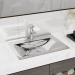 Lavabo rectangulaire en c�ramique gris - vidaxl - 60x46x16 cm - avec trop - plein et trou de robinet