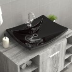 Lavabo rectangulaire en cramique noir de luxe avec trop - plein et trou