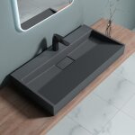 Doporro lavabo suspendu avec bonde vasque � poser gris noir mat 90x46x11cm lave mains rectangulaire avec ...