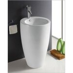 Lavabo totem design ove - rue du bain - blanc - cramique - vasque pr - perce - capacit 10l