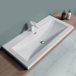 Lavabo vasque blanc 100cm  encastrer doporro colossum01 fonte minrale solid surface 100x48x13cm