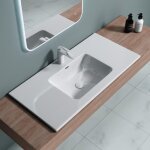 Lavabo vasque blanc 100cm  encastrer doporro colossum02 fonte minrale solid surface 100x48x12cm