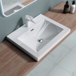 Lavabo vasque blanc 60cm  encastrer doporro colossum01 fonte minrale solid surface 60x48x13cm