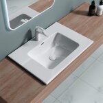 Lavabo vasque blanc 70cm  encastrer doporro colossum02 fonte minrale solid surface 70x48x12cm