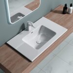 Lavabo vasque blanc 80cm  encastrer doporro colossum02 fonte minrale solid surface 80x48x12cm