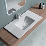 Lavabo vasque blanc 90cm  encastrer doporro colossum02 fonte minrale solid surface 90x48x12cm