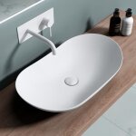 Lavabo vasque � poser blanc mat 63cm lave main doporro bruxelles858 63x365x14cm