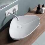 Lavabo vasque � poser �vier bruxelles 215 ovale blanc c�ramique larg x prof x haut 59 x 39 x 13cm