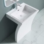 Lavabo vasque evier sur pied colonne fonte mineral colossumf07 60 x 48 x 83cm