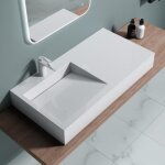 Lavabo vasque  poser  monter au mur vier colossum11 - 1000 en fonte minrale blanc rectangulaire 100x51x13c ...