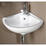 Lave - mains dangle ondee pivoine blanc 46cm en cramique avec trop plein et fixation murale