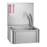Lave - mains inox avec distributeur savon et mitigeur f�moral - eau chaude / froide - montage mural