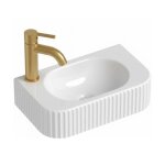 Lave - mains mural - otitec - position gauche - 42x22 cm - blanc - c�ramique sanitaire - hauteur 105 ...