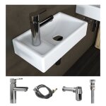 Meje lave mains suspendu 41x23x10 cm mini vasque - cramique blanche gauche