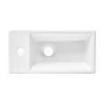 Lave - mains suspendu - swiss aqua technologies - brevis - céramique - blanc - trou à gauche Lave - mains suspendu - swiss aqua technologies - brevis - céramique - blanc - trou à gauche