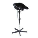 Lave tte baculant de coiffure - noir - sur pied cuvette orientable avec coulement