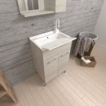 Lavoir pour buanderie 50cm avec planche  laver et portes en chne gris pratico