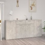 Lay - buffet gris bton 160x36x75 cm agglomr avec 4 portes et 2 tiroirs - buffet - bahut - enfilade ...