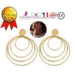 Lcc boucles doreille fantaisie femme fille cercle creole bijoux anneaux alliage jaune cadeau de noel ...