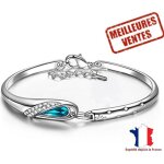 Lcc bracelet femme fille fantaisie cendrillon alliage argent plaque cuivre blanc cristal swarovski bleu ...