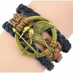Lcc bracelet homme / femme cuir hunger games ridicule bird rglable corde noir et brun tisss  la main ...