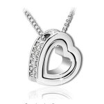 Lcccollier argent femmes filles / double coeur / bijoux fantaisie / cristal swarovski & diamants en ...