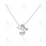 Lcc collier bijoux femme fille orginal en argent 925 avec pendentif papillon et perles artificielles ...