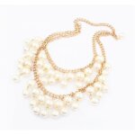 Lcc collier femme 2 broke filles / ras de cou / tour de cou / grosses perles multi range chiane dore ...