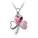 Lcc collier / pendentif femme argent cristal swarovski plaqu or blanc - trfle / fleurs diamant strass ...
