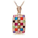 Lcc® collier / pendentif femme doré multicolore cristal swarovski plaqué or - verre carré diamant strass ... Lcc® collier / pendentif femme doré multicolore cristal swarovski plaqué or - verre carré diamant strass ...