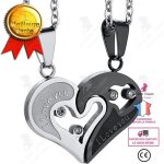 Lcc une paire de colliers de couple c?ur  c?ur en forme de c?ur incrusts de diamants et de pendentifs ...